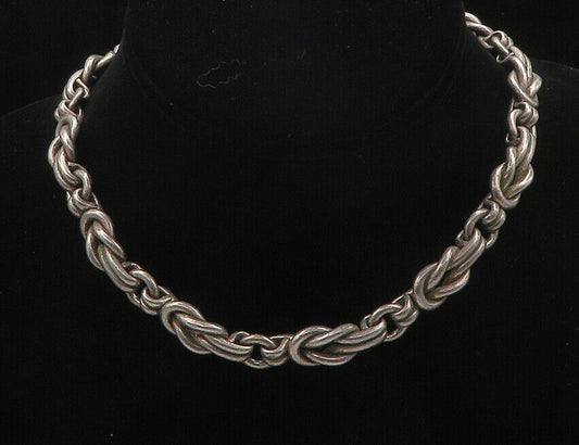 LOS CASTILLO MEXICO 925 Silver - Vintage Knot Link Smooth Chain Necklace- NE2808