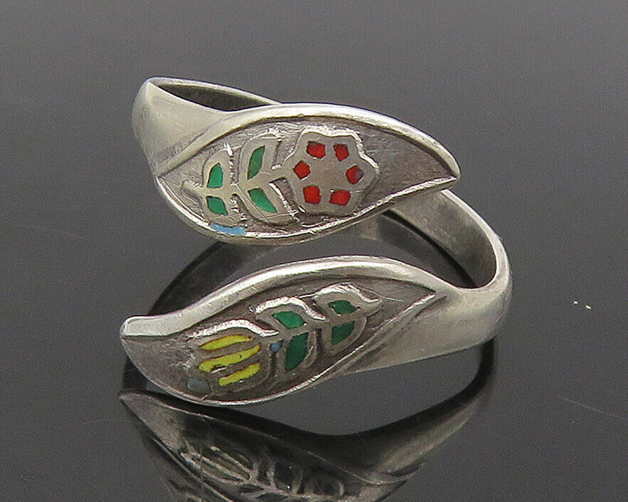 Flower and Leaf Sterling Silver Band Ring from Thailand, 'Siam Bouquet