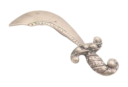 925 Sterling Silver Vintage Brooch Pin Solid Cutout Beaded Sward  BP11096
