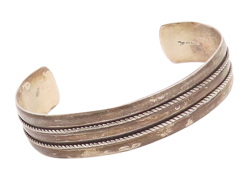 925 Sterling Silver Vintage Bracelet POST BELL Southwestern Twisted Rope BT10511