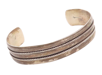 925 Sterling Silver Vintage Bracelet POST BELL Southwestern Twisted Rope BT10511
