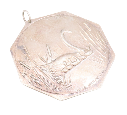 925 Sterling Silver Vintage Pendant TOWLE 1977 Carved Swimming Swan  PT22949