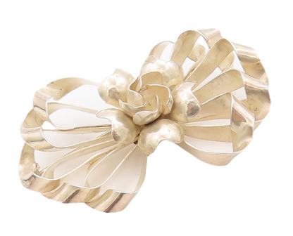 925 Sterling Silver Vintage Brooch Pin HOBE Designer Cutout Flower Bow  BP10958