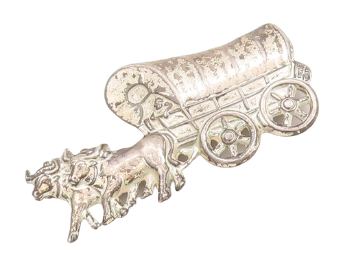 925 Sterling Silver Vintage Brooch Pin Solid Cutout Ancient Horse Cart  BP11081