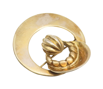 925 Sterling Silver Vintage Brooch Pin NATACHA BROOKS Golden Designer  BP11019