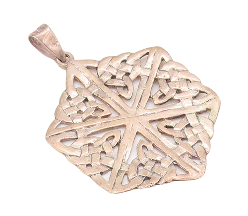 925 Sterling Silver Vintage Pendant Cutout Symmetric Celtic Knot Design  PT23026