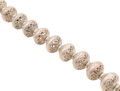 925 Sterling Silver  Vintage Knot Pattern Beaded Chain Bracelet  BT8027