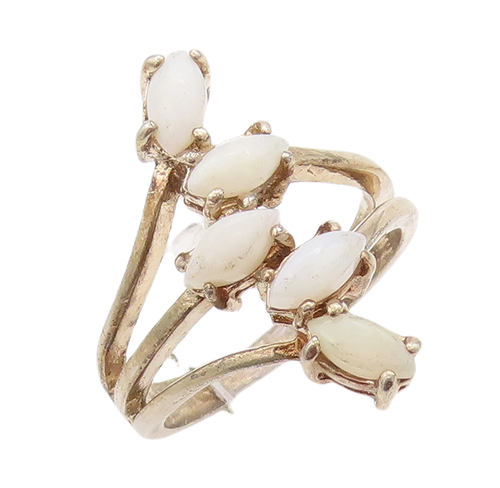 925 Sterling Silver Vintage Ring ESPO Cutout Shank Oval Gemstone  Sz 6  RG28542
