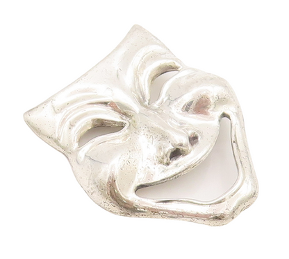 925 Sterling Silver Vintage Brooch Pin BEAU Cutout Happy Smiling Mime  BP11072