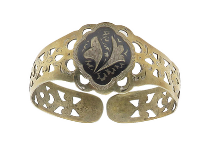 925 Sterling Silver Vintage Bracelet EAST EUROPE Floral Openwork Cuff  BT12089