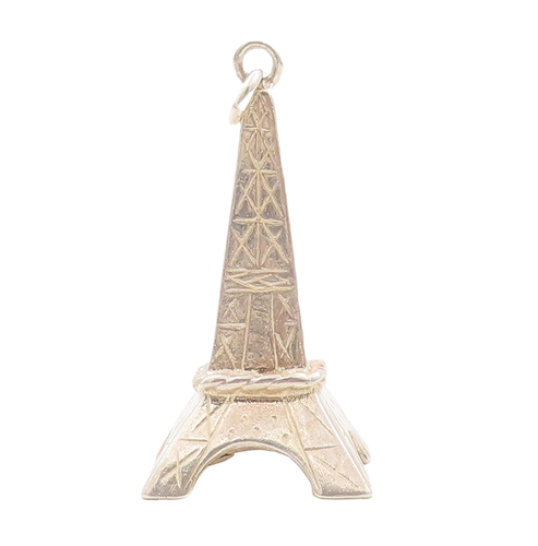 925 Sterling Silver Vintage Pendant LANCOME PARISE Carved Eiffel Tower  PT23153