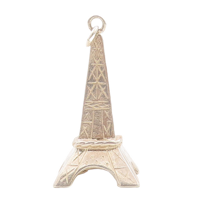 925 Sterling Silver Vintage Pendant LANCOME PARISE Carved Eiffel Tower  PT23153