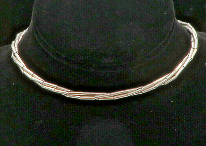 925 Sterling Silver Vintage Multi Strand Barrel Bead Chain Necklace NE2123