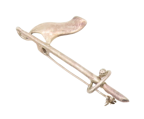 925 Sterling Silver Vintage Brooch Pin Cutout Golf Finishing Pot Hole  BP11093