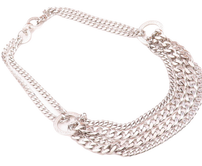 925 Sterling Silver Vintage Necklace PIANEGONDA Curb Chains Ring Links  NE4257