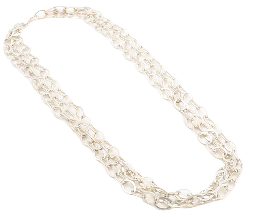 925 Sterling Silver  Vintage Shiny Minimalist Oval Link Chain Necklace  NE1786