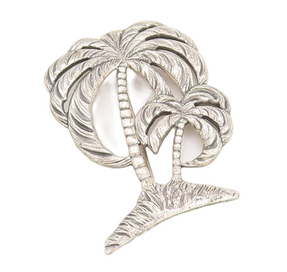 925 Sterling Silver Vintage Brooch Pin DANECRAFT Coconut Tree On Beach  BP11066