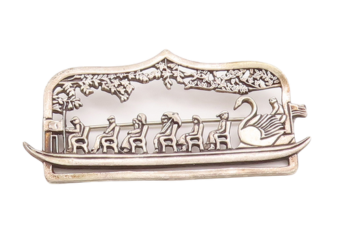 925 Sterling Silver Vintage Brooch Pin HAND & HAMMER Ceremony Landscape  BP11022