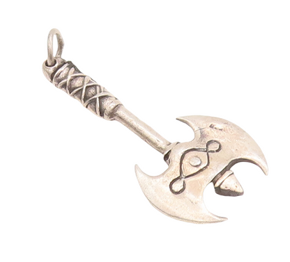 925 Sterling Silver Vintage Pendant Solid Carved Axe Warrior Pendent  PT23280