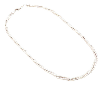 925 Sterling Silver Vintage Multi Strand Barrel Bead Chain Necklace NE2123