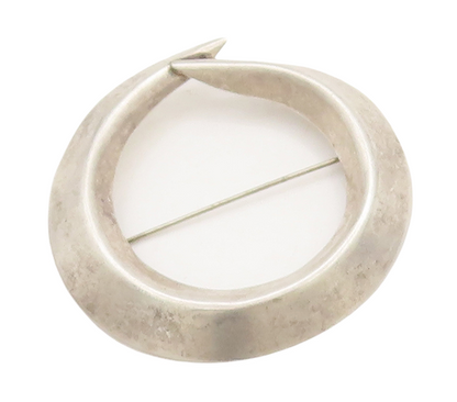 925 Sterling Silver Vintage Brooch Pin LESTER KISH Designer Cutout 'O'  BP11068