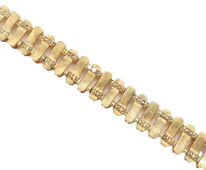 925 Sterling Silver Vintage Bracelet Gold Plated Repeated Pattern Cutout BT10467