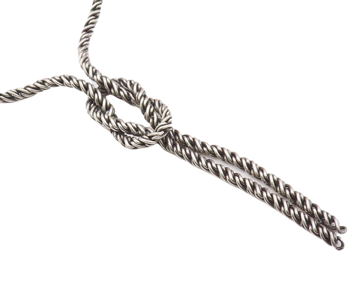 925 Sterling Silver Vintage Necklace Solid Inter woven Twisted Rope  NE4273