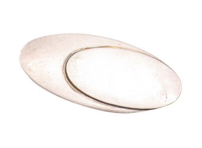 925 Sterling Silver Vintage Brooch Pin Minimalist 2 Oval Design Etched  BP11038