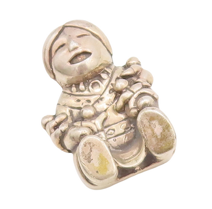 925 Sterling Silver Vintage Brooch Pin CAROL FELLEY 3D Laughing Toddler  BP11069
