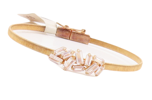 925 Sterling Silver Vintage Bracelet Designer Gold Plated Brutalist CZ  BT10493