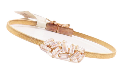 925 Sterling Silver Vintage Bracelet Designer Gold Plated Brutalist CZ  BT10493