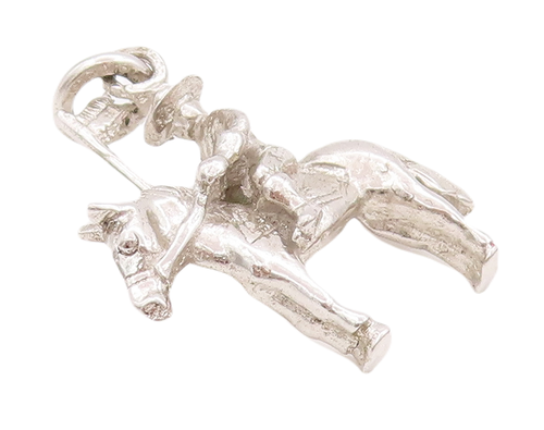 925 Sterling Silver Vintage Pendant 3D Carved Soldier With Flag On Horse PT23047