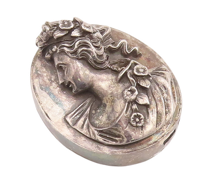 925 Sterling Silver Vintage Pendant HENRYK WINOGRAD 3D Carved Royal Lady PT23255