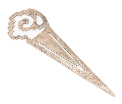 925 Sterling Silver Vintage Book Mark Minimalist Long Solid Tribal Cutout TR3768