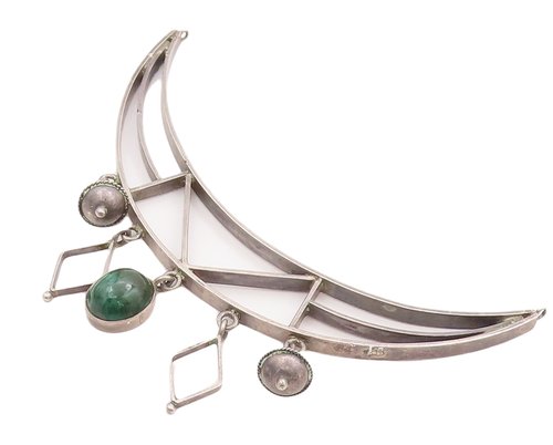 925 Sterling Silver Vintage Pendant ISRAEL Dangling Turquoise Charms  PT23202