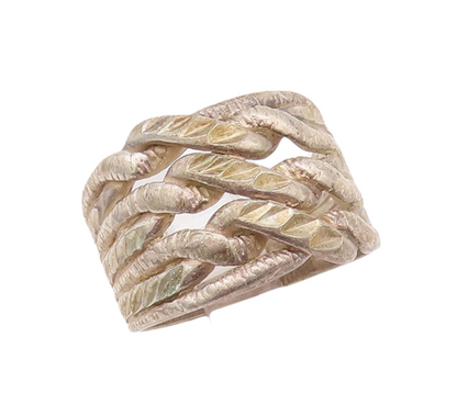 925 Sterling Silver Vintage Ring Solid Twisted Rope Knot Carved  Sz 7  RG28261