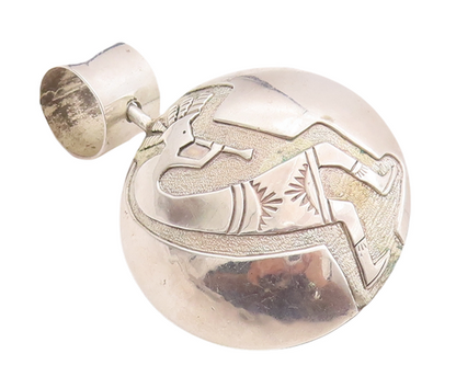 925 Sterling Silver Vintage Pendant NAVAJO Puffed Triable Carved  PT22950