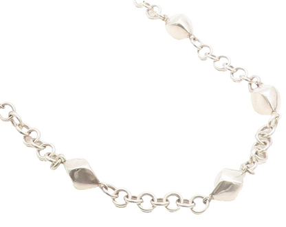925 Sterling Silver  Shiny Hollow Diamond Shape Link Chain Necklace  NE1313