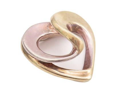 925 Sterling Silver Vintage Brooch Pin Designer Solid Swirled Heart  BP11028
