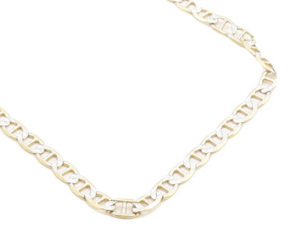 925 Sterling Silver  Diamond Cut Two Tone Anchor Link Chain Necklace  NE1661