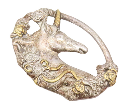 925 Sterling Silver Vintage Pendant GORHAM Solid Antique Carved Horse  PT23205