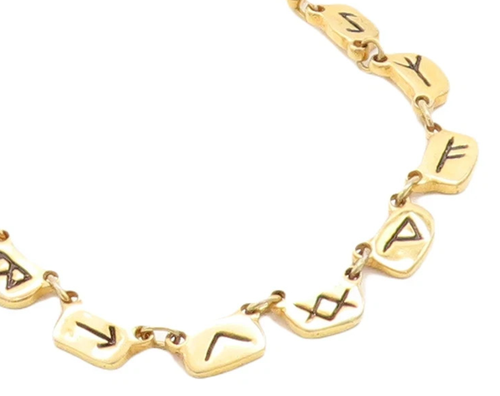 925 Sterling Silver  Etched Letters Symbols Gold Plated Chain Necklace  NE1374