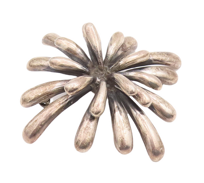925 Sterling Silver Vintage Brooch Pin ZINA Brutalist Designer Flower BP11141