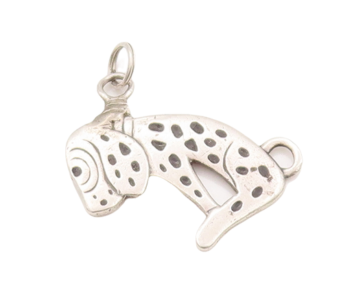 925 Sterling Silver Vintage Pendant Solid Carved Sad Dotted Dog  PT23178