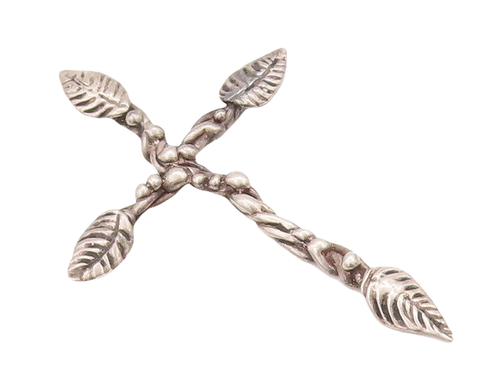 925 Sterling Silver Vintage Pendant Religious Creeper Floral Carve Cross PT23035