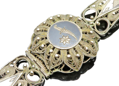 925 Sterling Silver Vintage Bracelet EAST EUROPE Antique Enamel Filigree BT12091