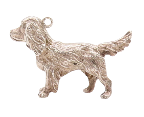 925 Sterling Silver Vintage Pendant Mini 3D Carved Walking Hairy Dog  PT23025