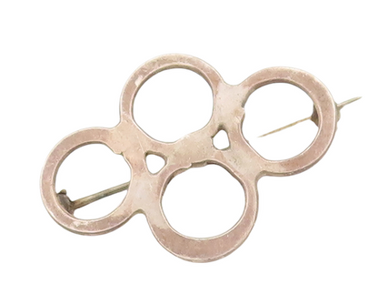 925 Sterling Silver Vintage Brooch Pin Minimalist Cutout Four Rings  BP11088
