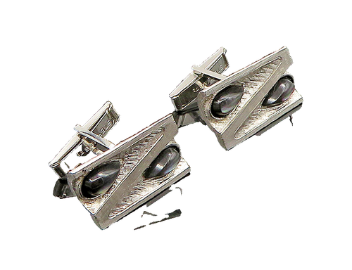 925 Sterling Silver  Vintage Tear Drop Abalone Shiny Textured Cufflinks TR3162