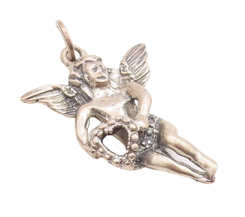 925 Sterling Silver Vintage Pendant Solid 3D Cutout Flying Angel  PT23268